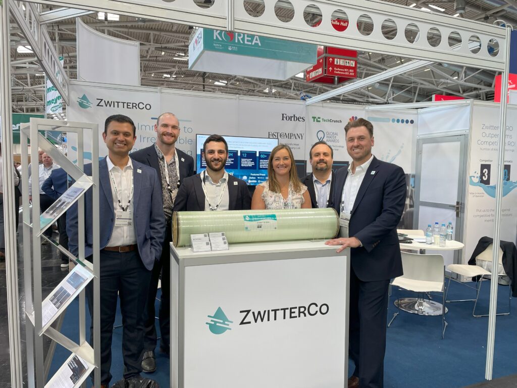 The ZwitterCo team at IFAT Munich 2024, showcasing our zwitterionic membranes.