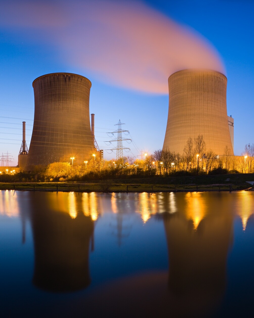 Power Plant At River Panorama At Night
